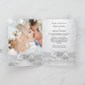 Invitation Mariage White Pearl Lace Damask Diamond (Intérieur)