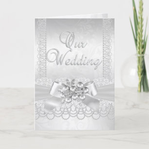Invitation Mariage White Pearl Lace Damask Diamond
