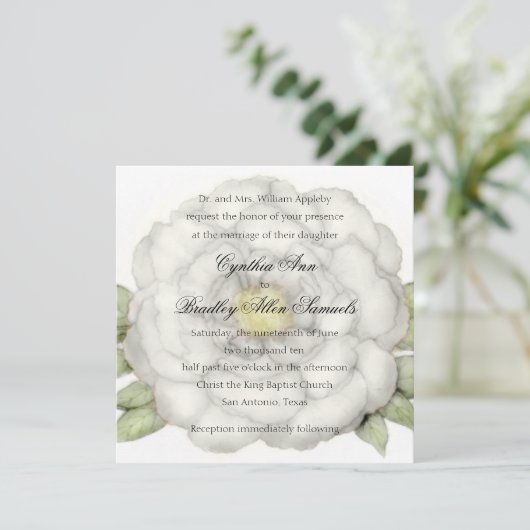 Invitation Mariage White Peony (Debout devant)