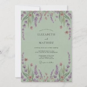 Invitation Mariage Wisteria Améthyste Céladon