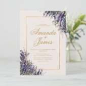 Invitation Mariage Wisteria Golden Frame (Debout devant)
