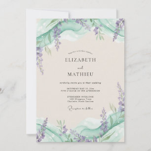 Invitation Mariage Wisteria Lilas Céladon
