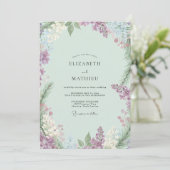 Invitation Mariage Wisteria Periwinkle Menthe (Debout devant)