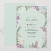 Invitation Mariage Wisteria Periwinkle Menthe (Devant / Derrière)