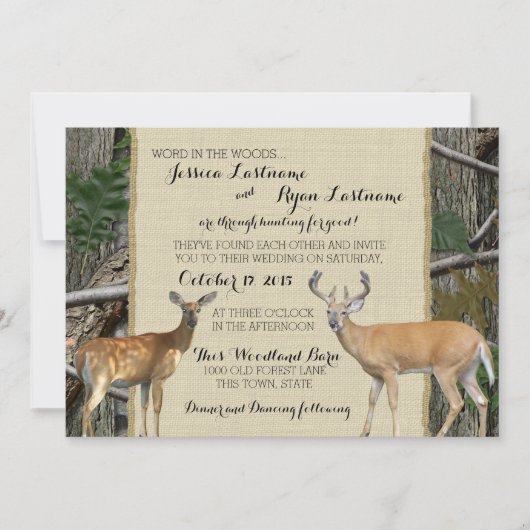 Invitation Mariage Woodland Buck and Doe (Devant)