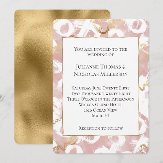 Invitation Mariage XO Rose White Gold Love (Devant / Derrière)