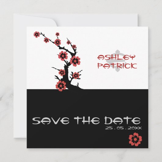 Invitation Mariage Yin-Yang Sakura Oriental (Devant)