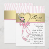 Invitation Mariage Zèbre Rose Noir Or Shower (Devant / Derrière)