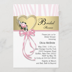 Invitation Mariage Zèbre Rose Noir Or Shower