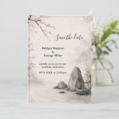 Invitation Mariage Zen Sakura Harmonie Botanique (Debout devant)