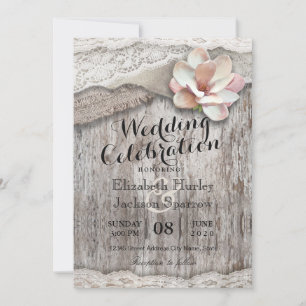 Invitation Mariages campagnards floraux en dentelle de bois r