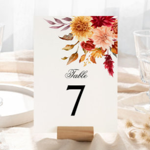 Invitation Mariages de fleurs automnales numéros de tableau