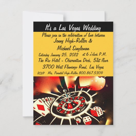 Invitation Mariages de thème de casino de Las Vegas de vivats (Devant)