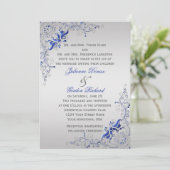 Invitation Mariages de tourbillons floraux d'argent bleu ora (Debout devant)