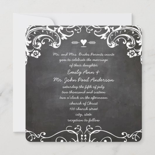 Invitation Mariages de typographie de tableau noir (Devant)