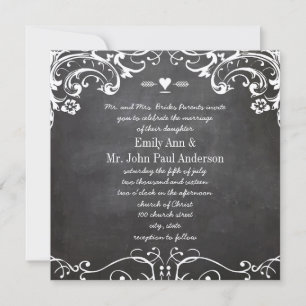 Invitation Mariages de typographie sur tableau noir