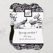 Invitation MARIAGES INSÉPARABLES CARRÉ MONOGRAM noir, blanc (Devant / Derrière)
