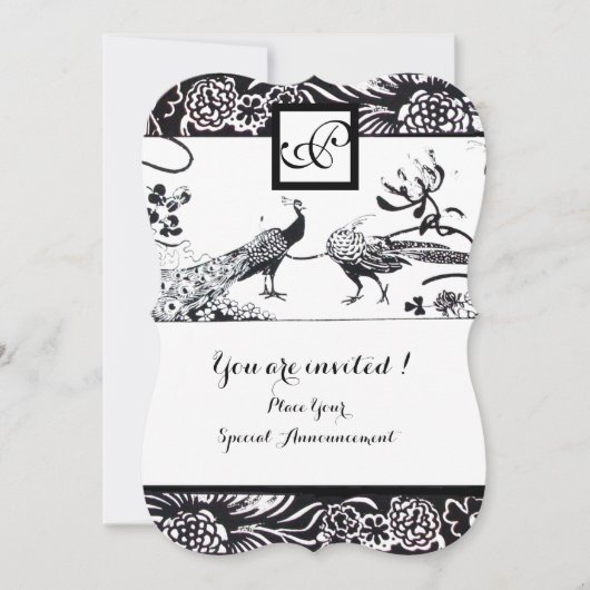 Invitation MARIAGES INSÉPARABLES CARRÉ MONOGRAM noir, blanc (Devant)