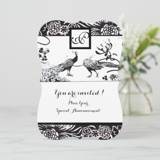 Invitation MARIAGES INSÉPARABLES CARRÉ MONOGRAM noir, blanc (Debout devant)