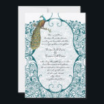 Invitation Mariages Inséparables de Peacock turquoises<br><div class="desc">voir plus vintages paons produits Peacock Wedding Invitations Vintage Art nouveau Peacock Bird Parade Mariage -voir plus Vintages Produits pour oiseaux</div>