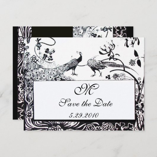 Invitation MARIAGES INSÉPARABLES MONOGRAM, noir et blanc (Devant / Derrière)