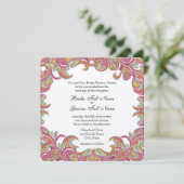 Invitation Mariages vintages Paisley Pink, Raspberry et Lime (Debout devant)