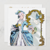Invitation Marie Antoinette Bluebird & Mirror (Devant / Derrière)