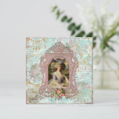 Invitation Marie Antoinette et Roses roses (Debout devant)