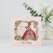 Invitation Marie Antoinette et Roses roses (Debout devant)