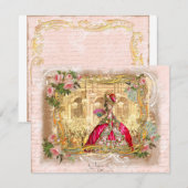 Invitation Marie Antoinette fête en rose à Versailles (Devant / Derrière)