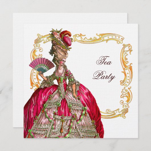 Invitation Marie Antoinette & Gold Frame (Devant / Derrière)