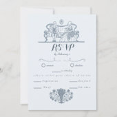 Invitation Marie Antoinette Inspiré Rococo Blue Wedding RSVP (Devant)