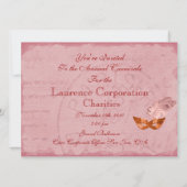 Invitation Marie Antoinette Mariage d'Hiver Mascarade 5 x 7 (Dos)