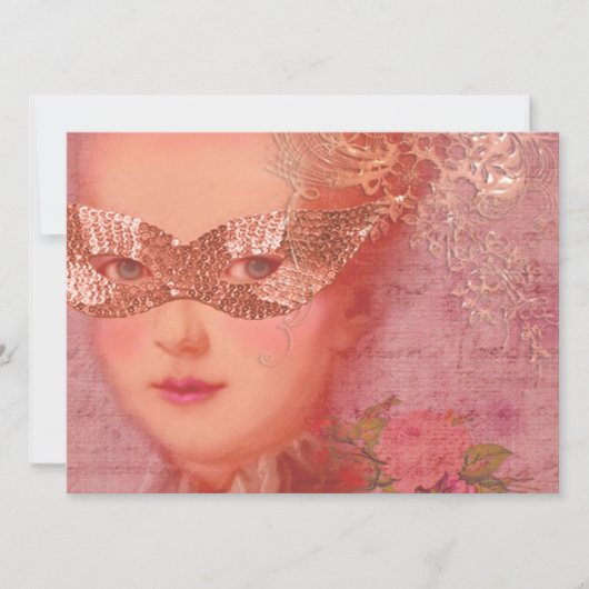Invitation Marie Antoinette Mariage d'hiver Masquerade 5 x 7 (Devant)