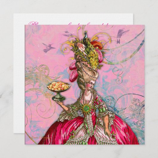 Invitation Marie Antoinette Qu'ils mangent de la gâteau (Devant / Derrière)