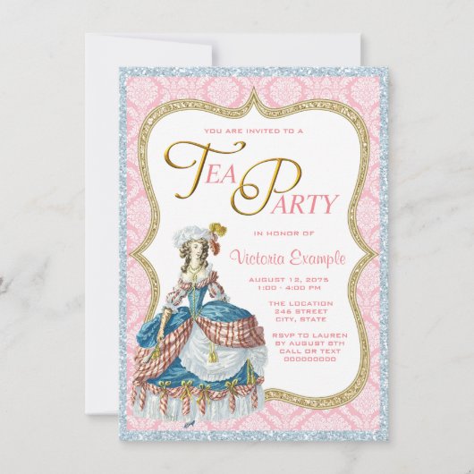 Invitation Marie Antoinette Tea Party (Devant)