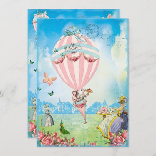 Invitation Marie Antoinette Thé à la pelouse de Versailles (Devant / Derrière)