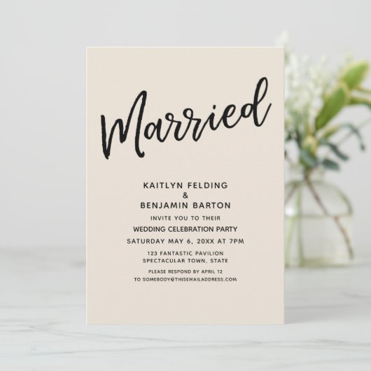 Invitation "Marié" Décontracté Script Typographie Réception C (Debout devant)