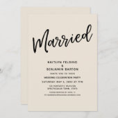 Invitation "Marié" Décontracté Script Typographie Réception C (Devant / Derrière)