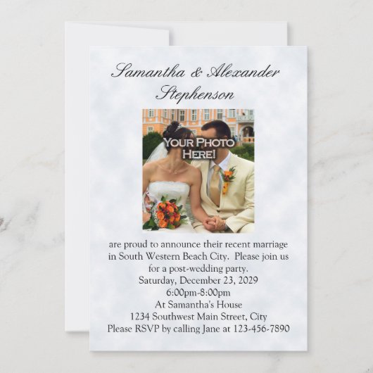 Invitation Marié, deux bandes d'or/nuages (Devant)