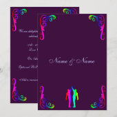 Invitation Marié et marié - arc-en-ciel et mariage pourpre (Devant / Derrière)