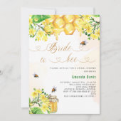 Invitation Mariée à abeille jaune floral nid d'abeille douche (Devant)