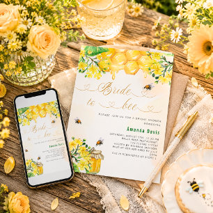 Invitation Mariée à abeille jaune floral nid d'abeille douche