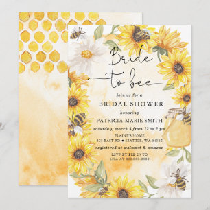 Invitation Mariée à devenir abeille Fleurs Mariage Shower