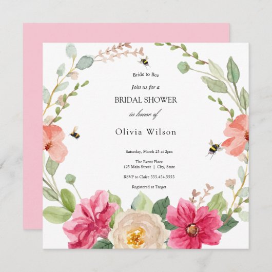 Invitation mariée à être verte élégante douche nuptiale (Devant / Derrière)