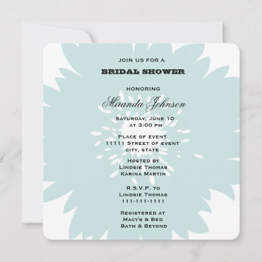 Invitation Mariée à fleurs bleues (Devant)