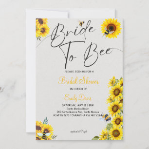 Invitation Mariée à l'abeille avec des tournesols et du miel