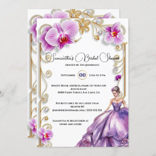 Invitation Mariée à lune d'orchidée violette pour être une do