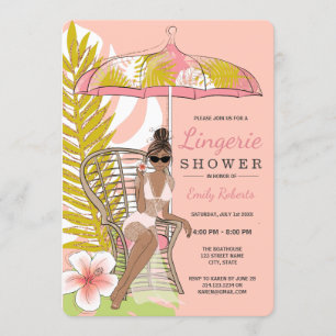 Invitation Mariée Afro-Américaine Douche de Lingerie