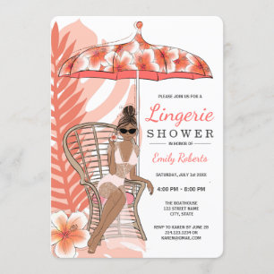 Invitation Mariée Afro-Américaine sous la douche lingerie